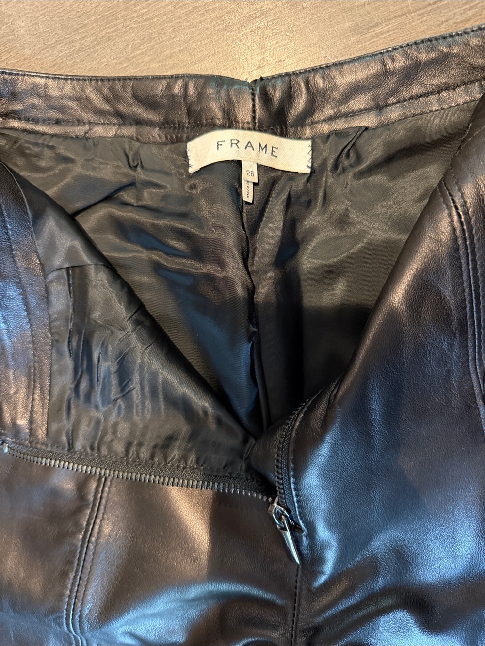 Frame Leather Black Wide-Leg Leather Jumpsuit